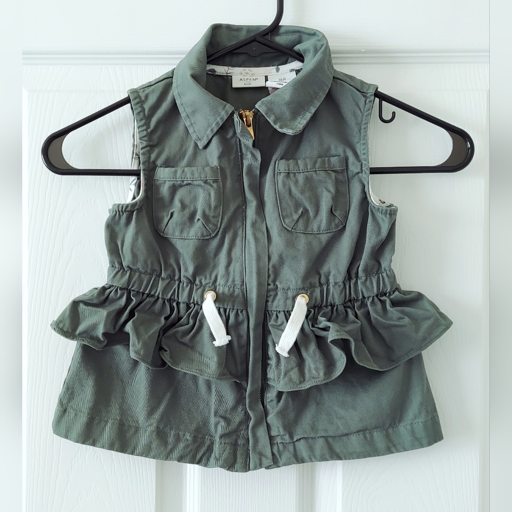 Aspen Kids Soft Denim Vest with Ruffles